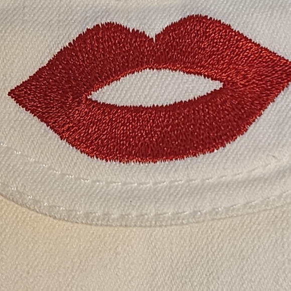 Escada White Red Lip Embroidered Wide Leg Jeans sz 42 US size 12 NWT - Picture 7 of 13